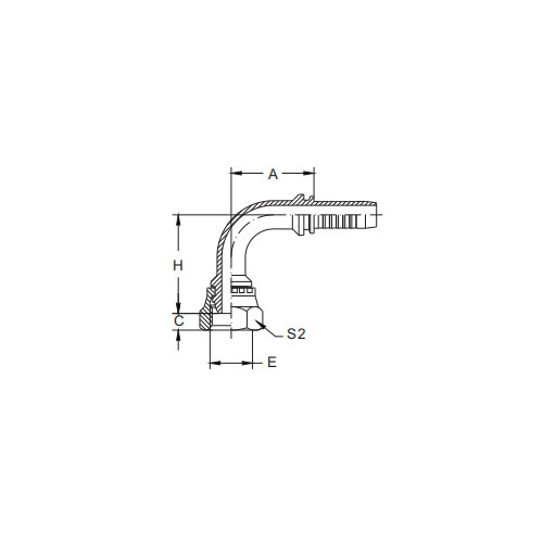 20191-90°Multiseal fêmea métrico