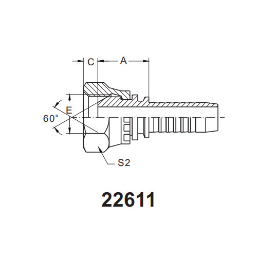 22611 BSP Fêmea Selo Cone 60°