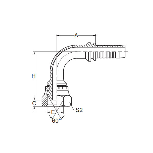22691-90° BSP Fêmea 60° Cone Selo